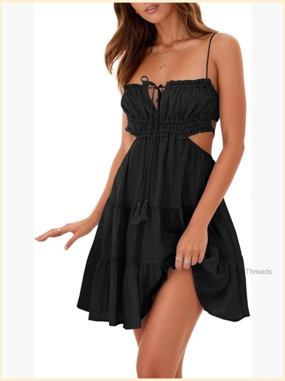 Adjustable Spaghetti Strap Backless Boho Mini Dress